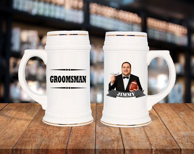 Groomsmen Gift - Personalized Caricature Mug for Groomsmen, Perfect Wedding Favor and Keepsake