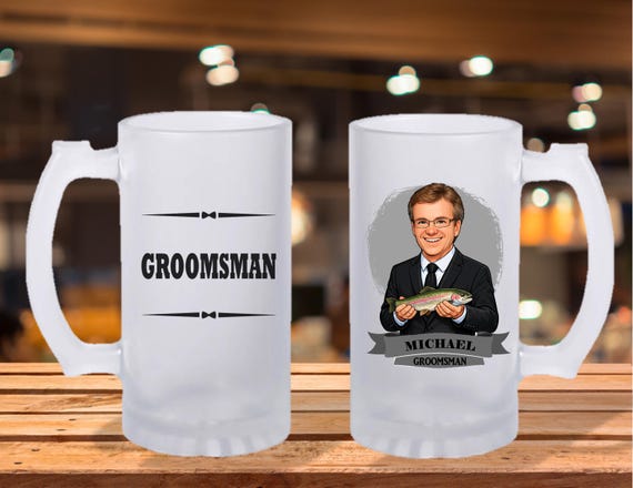 Personalized Caricature Groomsmen Beer Stein, Custom Groomsman Mug, Best Man Gift, Wedding Party Gift, Funny Beer Mug, Groom Gift