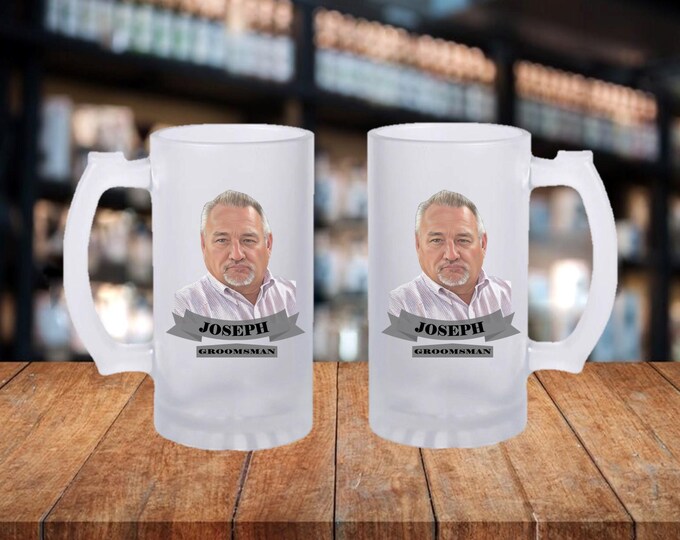 Groomsmen Gift Idea - Frosted Mug, Guy Gift Idea, Wedding Party Gifts, Portrait Gift Idea, Grooms Gift Idea
