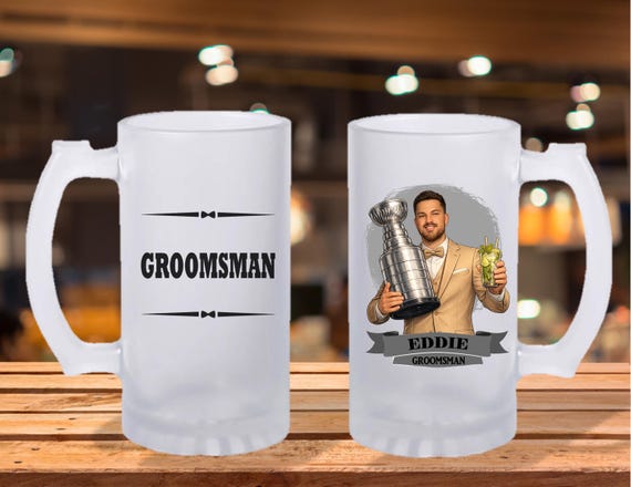 Personalized Caricature Groomsmen Beer Stein, Custom Groomsman Mug, Best Man Gift, Wedding Party Gift, Funny Beer Mug, Groom Gift