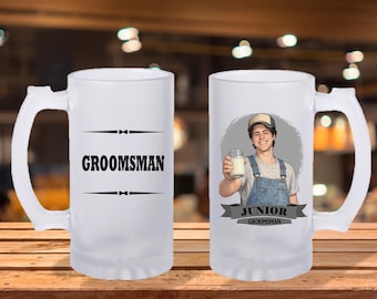 Personalized Caricature Groomsmen Stein Mug:  Wedding Party Gift