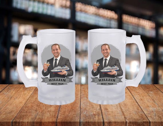 Personalized Caricature Groomsmen Beer Stein, Custom Groomsman Mug, Best Man Gift, Wedding Party Gift, Funny Beer Mug, Groom Gift