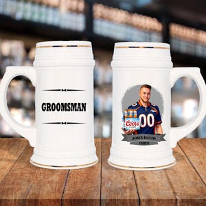 Personalized Caricature Groomsmen Beer Stein, Custom Groomsman Mug, Best Man Gift, Wedding Party Gift, Funny Beer Mug, Groom Gift