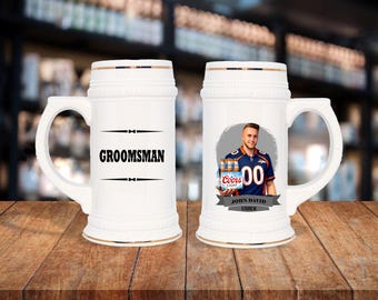 Personalized Caricature Groomsmen Beer Stein:  Wedding Party Gift