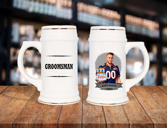 Personalized Caricature Groomsmen Beer Stein, Custom Groomsman Mug, Best Man Gift, Wedding Party Gift, Funny Beer Mug, Groom Gift