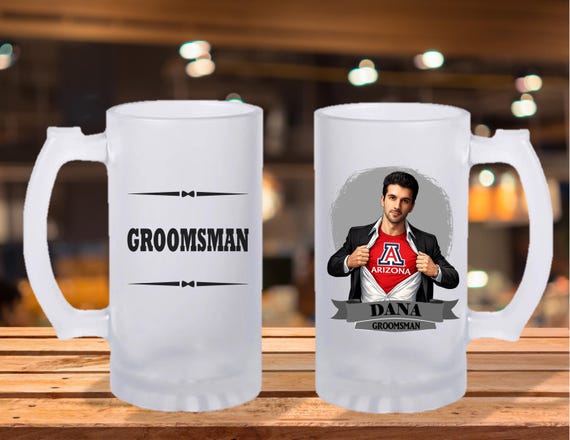 Personalized Caricature Groomsmen Beer Stein, Custom Groomsman Mug, Best Man Gift, Wedding Party Gift, Funny Beer Mug, Groom Gift