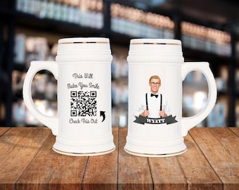 Personalized Caricature Mug:  With QR Code Video