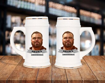 Groomsmen Gift Idea - German Style Stein Mug, Guy Gift Idea, Wedding Party Gifts, Portrait Gift Idea, Grooms Gift Idea
