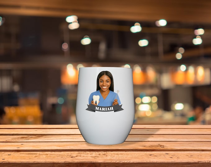 Personalized Caricature Groomsmen, Bridesmaid Insulated Wine Glass / Water Bottle:  Wedding Party Gift