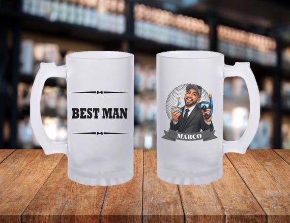 Personalized Caricature Groomsmen Beer Stein, Custom Groomsman Mug, Best Man Gift, Wedding Party Gift, Funny Beer Mug, Groom Gift