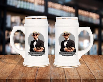 Personalized Caricature Groomsmen Stein Mug:  Wedding Party Gift