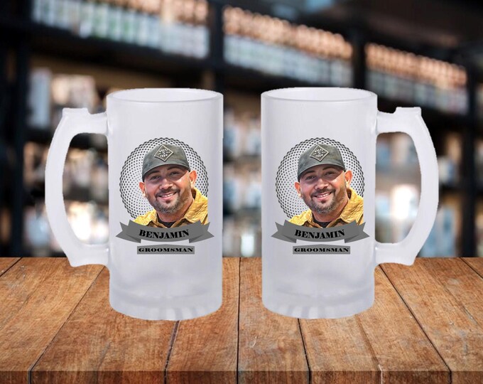 Groomsmen Gift Idea - Frosted Mug, Guy Gift Idea, Wedding Party Gifts, Portrait Gift Idea, Grooms Gift Idea