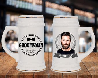 Groomsmen Gift Idea - German Style Stein Mug, Guy Gift Idea, Wedding Party Gifts, Portrait Gift Idea, Grooms Gift Idea