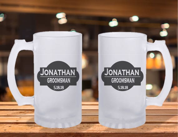 Custom Frosted Beer Stein – Groomsmen Gift, Portrait Mug