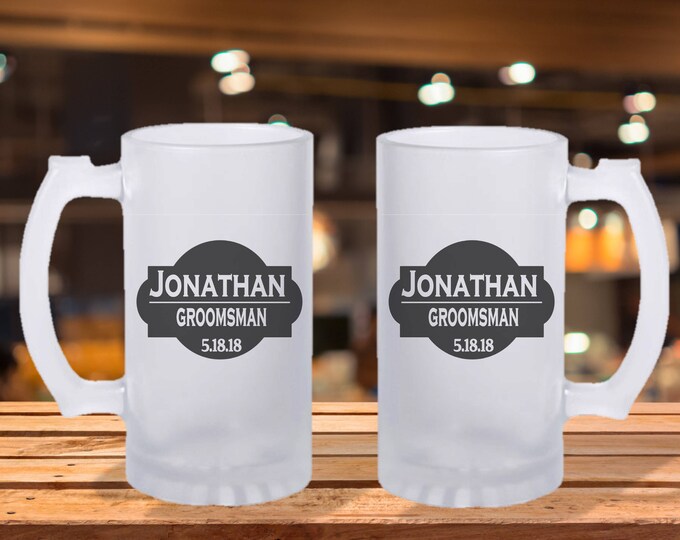 Custom Frosted Beer Stein – Groomsmen Gift, Portrait Mug