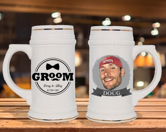 Groomsmen Gift Idea - German Style Stein Mug, Guy Gift Idea, Wedding Party Gifts, Portrait Gift Idea, Grooms Gift Idea