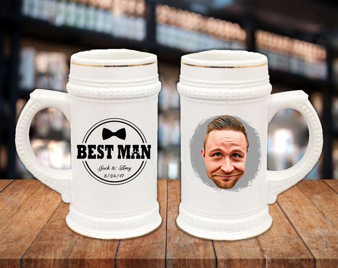 Groomsmen Gift Idea - German Style Stein Mug, Guy Gift Idea, Wedding Party Gifts, Portrait Gift Idea, Grooms Gift Idea