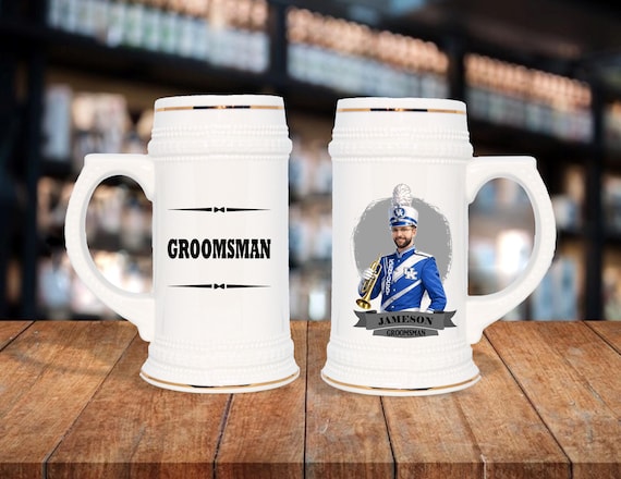 Personalized Caricature Groomsmen Beer Stein, Custom Groomsman Mug, Best Man Gift, Wedding Party Gift, Funny Beer Mug, Groom Gift