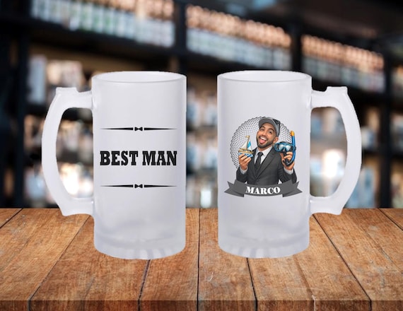 Personalized Caricature Groomsmen Beer Stein, Custom Groomsman Mug, Best Man Gift, Wedding Party Gift, Funny Beer Mug, Groom Gift