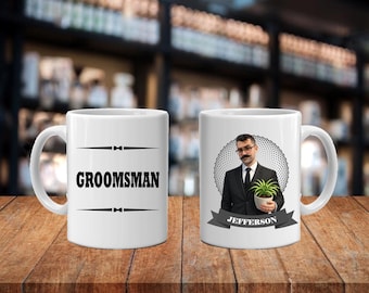 Personalized Caricature Groomsmen Coffee Mug:  Wedding Party Gift