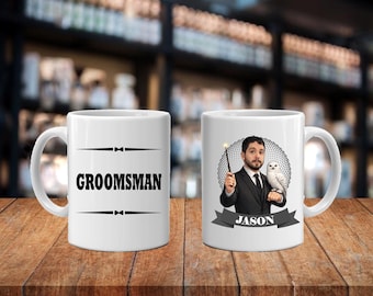 Personalized Caricature Groomsmen Stein Mug:  Wedding Party Gift