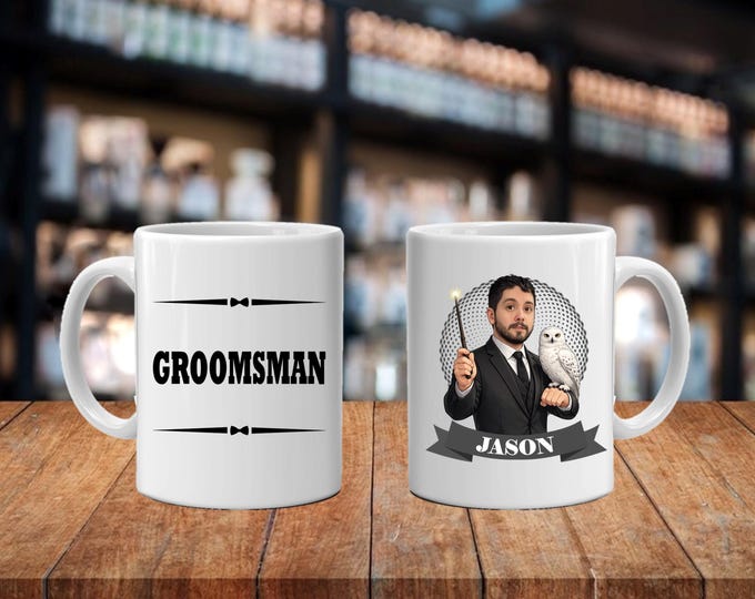 Personalized Caricature Groomsmen Stein Mug:  Wedding Party Gift