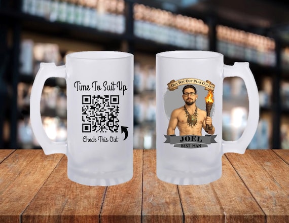 Personalized Caricature Groomsmen Stein Mug:  Wedding Party Gift