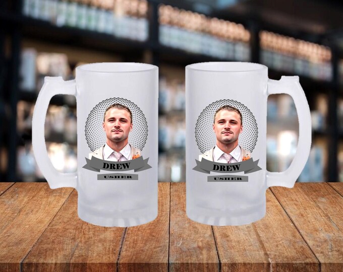 Groomsmen Gift Idea - Frosted Mug, Guy Gift Idea, Wedding Party Gifts, Portrait Gift Idea, Grooms Gift Idea