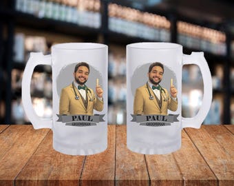 Personalized Caricature Groomsmen Stein Mug:  Wedding Party Gift