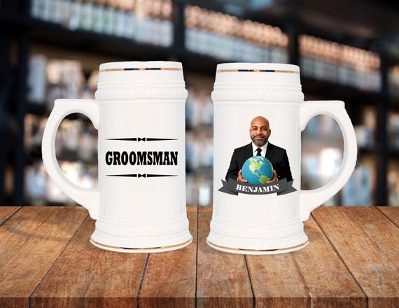 Personalized Caricature Groomsmen Beer Stein, Custom Groomsman Mug, Best Man Gift, Wedding Party Gift, Funny Beer Mug, Groom Gift