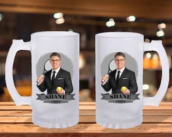 Personalized Caricature Groomsmen Stein Mug:  Wedding Party Gift