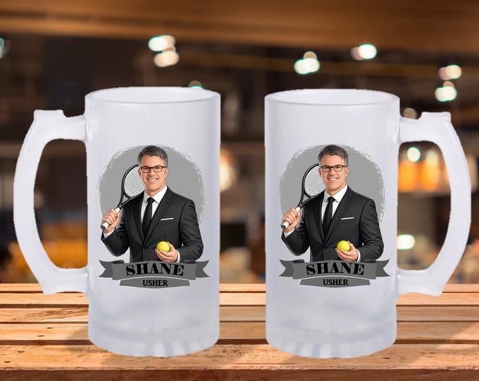 Personalized Caricature Groomsmen Stein Mug:  Wedding Party Gift