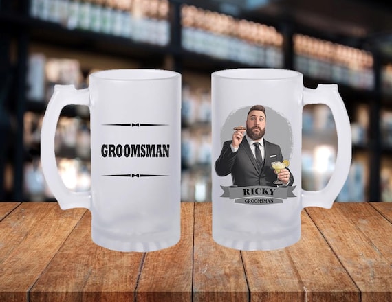 Personalized Caricature Groomsmen Beer Stein, Custom Groomsman Mug, Best Man Gift, Wedding Party Gift, Funny Beer Mug, Groom Gift