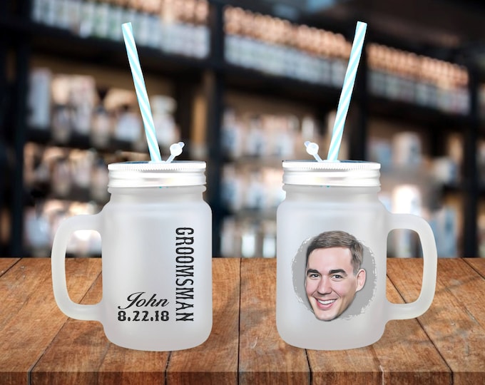 Groomsmen Gift Idea - Frosted Mug, Guy Gift Idea, Wedding Party Gifts, Portrait Gift Idea, Grooms Gift Idea