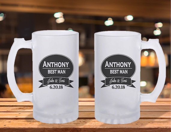 Personalized Frosted Beer Stein – Groomsmen Gift, Portrait Mug