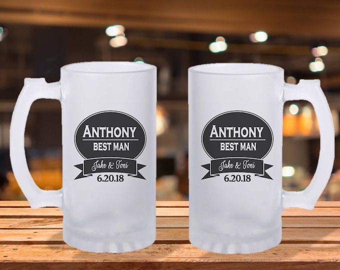 Personalized Frosted Beer Stein – Groomsmen Gift, Portrait Mug