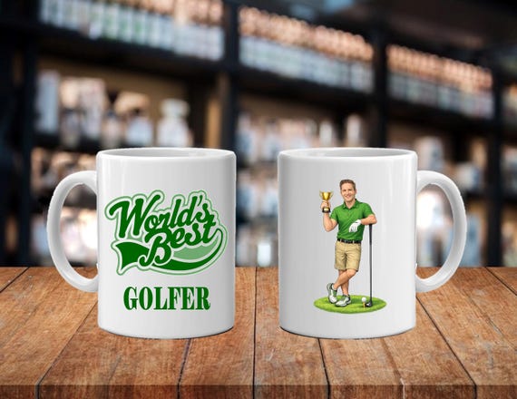 Personalized Caricature Golfer Mug: Custom Ceramic Coffee Cup