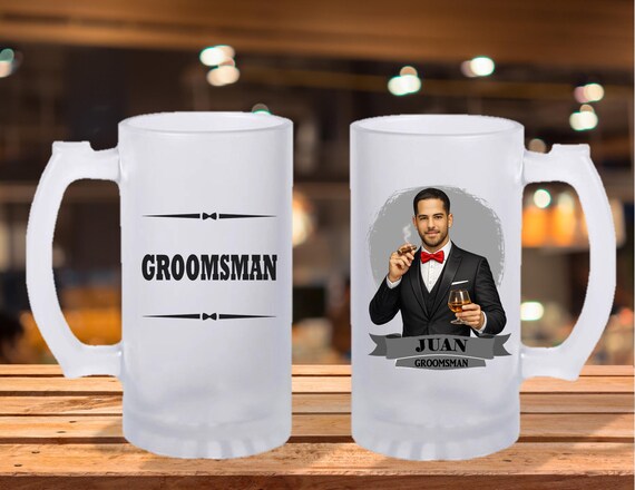Personalized Caricature Groomsmen Beer Stein, Custom Groomsman Mug, Best Man Gift, Wedding Party Gift, Funny Beer Mug, Groom Gift
