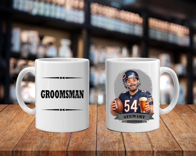 Personalized Caricature Groomsmen Coffee Mug:  Wedding Party Gift