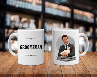 Personalized Caricature Groomsmen Stein Mug:  Wedding Party Gift