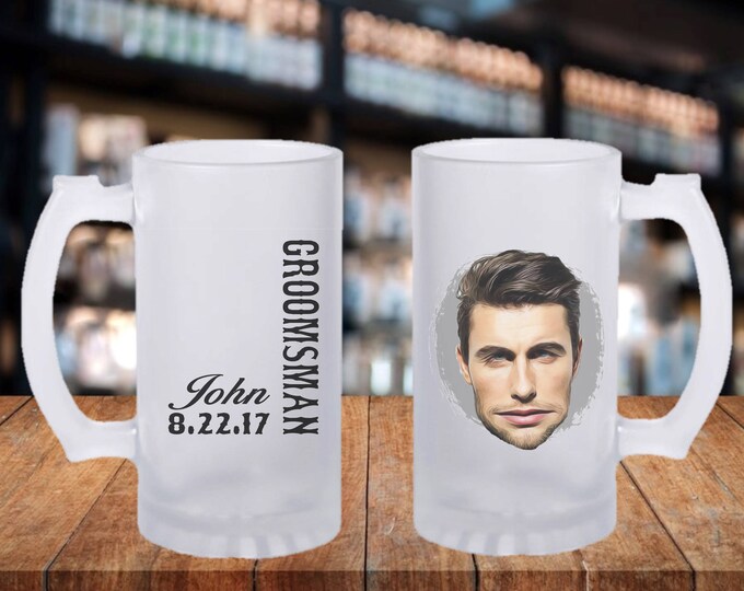 Groomsmen Gift Idea - Frosted Mug, Guy Gift Idea, Wedding Party Gifts, Portrait Gift Idea, Grooms Gift Idea