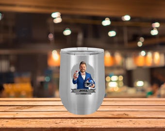 Personalized Caricature Groomsmen, Bridesmaid Insulated Wine Glass / Water Bottle:  Wedding Party Gift