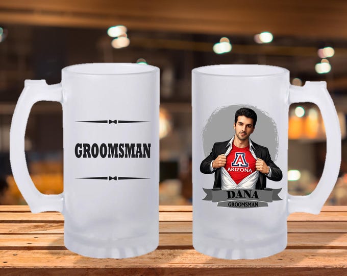 Personalized Caricature Groomsmen Stein Mug:  Wedding Party Gift