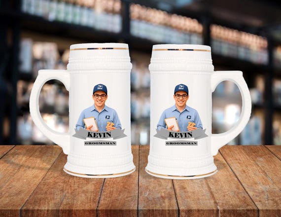 Personalized Caricature Groomsmen Beer Stein, Custom Groomsman Mug, Best Man Gift, Wedding Party Gift, Funny Beer Mug, Groom Gift