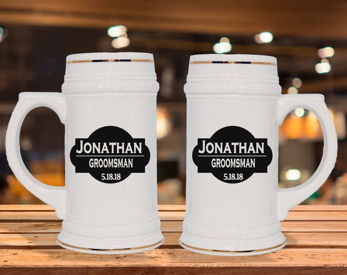 Personalized German Beer Stein – Groomsmen Gift, Custom Text