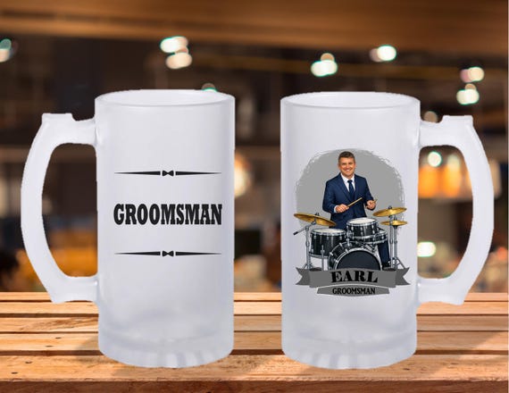 Personalized Caricature Groomsmen Beer Stein, Custom Groomsman Mug, Best Man Gift, Wedding Party Gift, Funny Beer Mug, Groom Gift