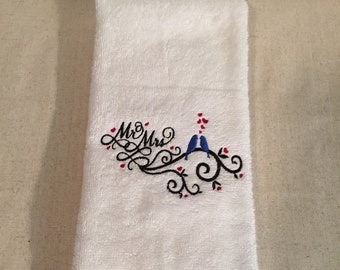 Custom Embroidered Mr & Mrs Hand Towel
