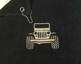 JEEP DESIGN EMBROIDERED HAND TOWEL BLACK TOWEL RED JEEP JEEP DESIGN EMBROIDERED HAND TOWEL BLACK TOWEL RED JEEP