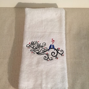 Custom Embroidered Mr & Mrs Hand Towel