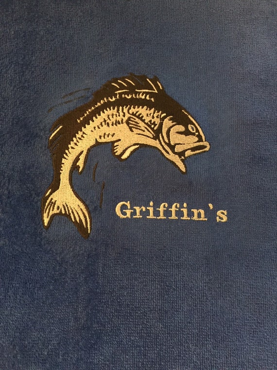 Embroidered Personalized Fishing Towel With or Without Grommet & Hook 